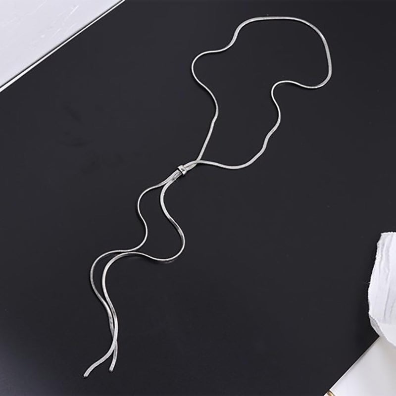 FUTIMELY Dainty Long Gold Necklace for Women,Thin Herringbone Chain Necklace,Long Lariat Necklace Body Jewelry - Image 5